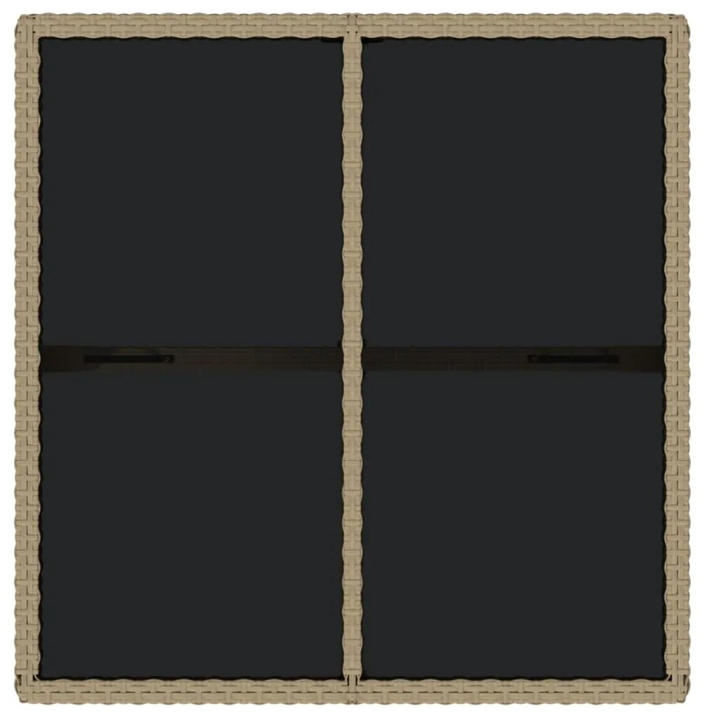 vidaXL Τραπέζι Κήπου Μπεζ 109 x 107 x 74 εκ. Συνθετικό Ρατάν/Γυαλί