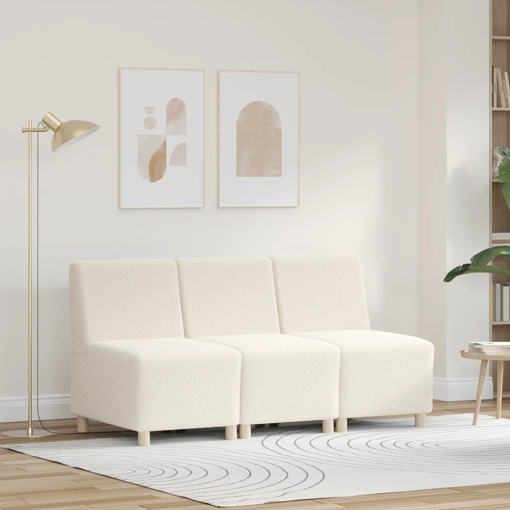 vidaXL Καθίσμα Σαλονιού 3 pcs Κρεμ 55 x 74 x 82 εκ. Βελούδο