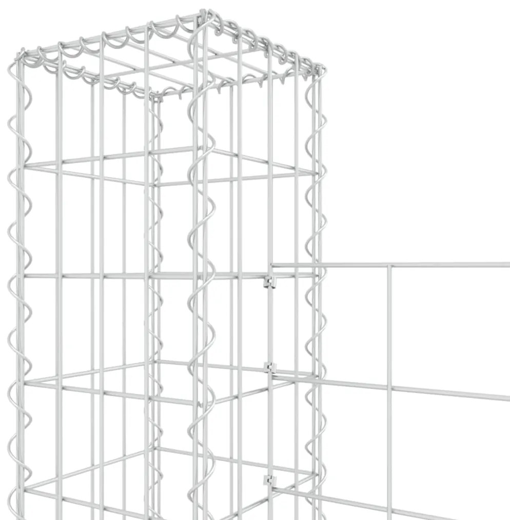 Συρματοκιβώτιο σε U Σχήμα με 5 Στύλους 500x20x200 εκ Σιδερένιο - Ασήμι