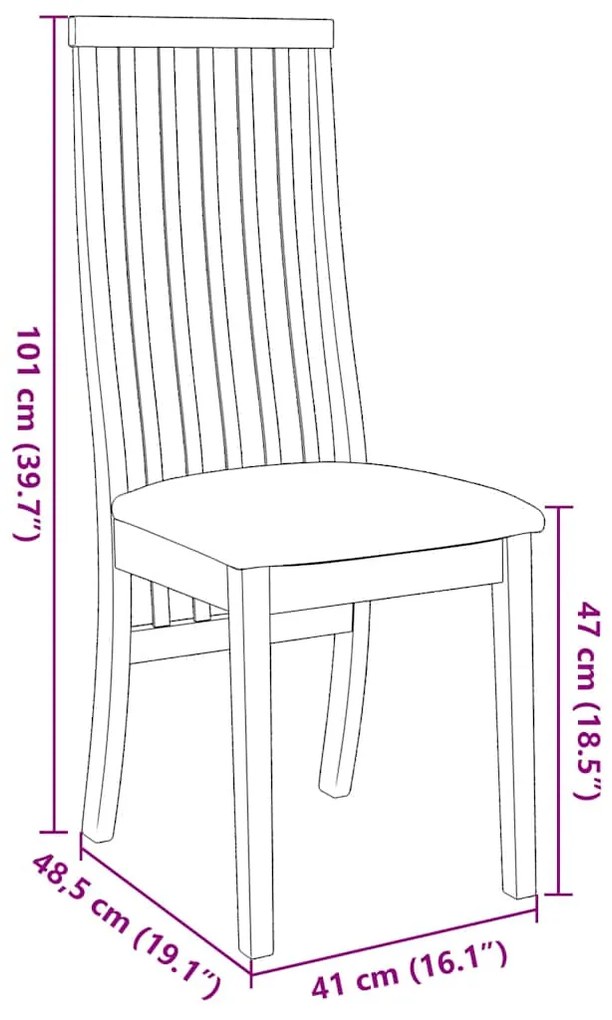 Καρέκλες τραπεζαρίας με μαξιλάρια 2 τεμάχια από μασίφ ξύλο - Καφέ