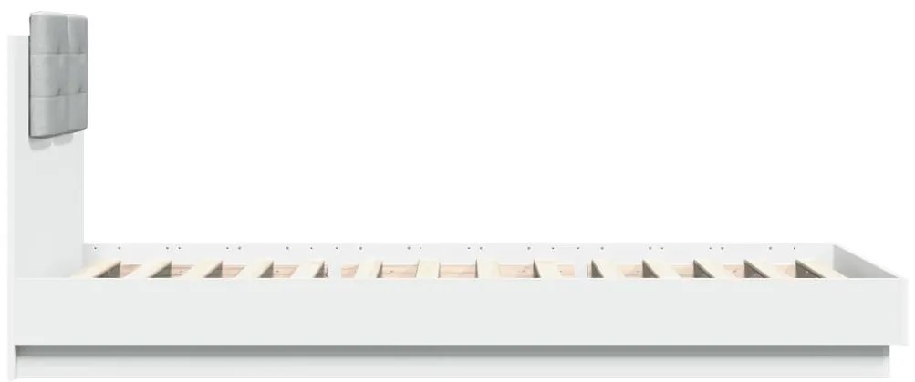 vidaXL Πλαίσιο Κρεβατιού με Κεφαλάρι και LED Λευκό 90 x 200 εκ.