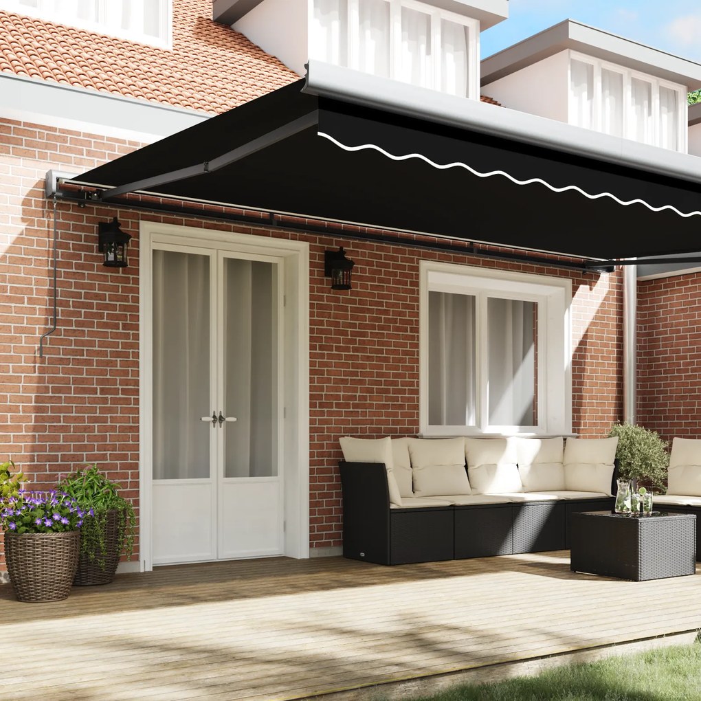 vidaXL Χειροκίνητη Ανασυρόμενη Τέντα Μαύρη 500x300 cm