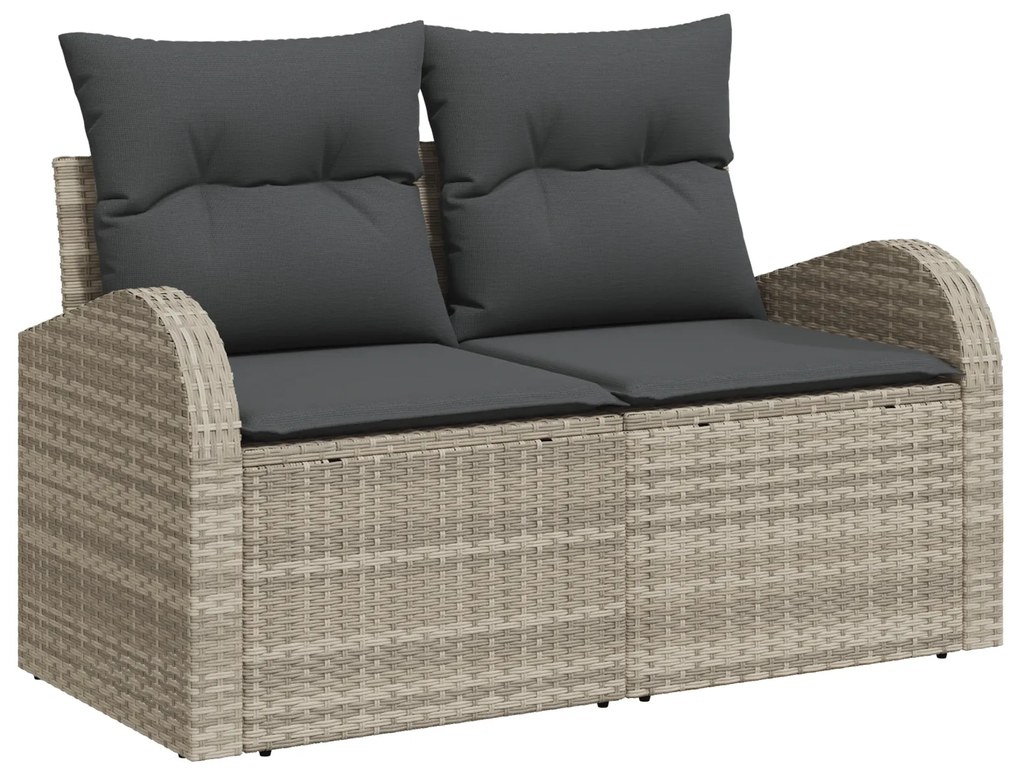 vidaXL Σετ Καναπέ Κήπου 9 Τεμαχίων με Μαξιλάρια Light Grey Πολυ Ρατάν