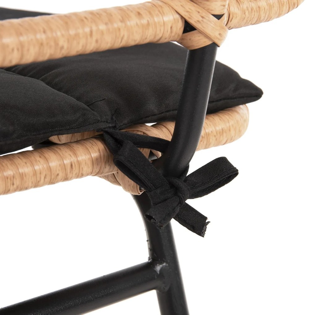 ΣΚΑΜΠΟ ΜΠΑΡ ΨΗΛΟ ALLEGRA  ΜΕΤΑΛΛΟ&amp;ΜΑΞΙΛΑΡΙ ΜΑΥΡΟ-WICKER ΜΠΕΖ 48x49x99,5Υεκ. 48x49x99.5 εκ.