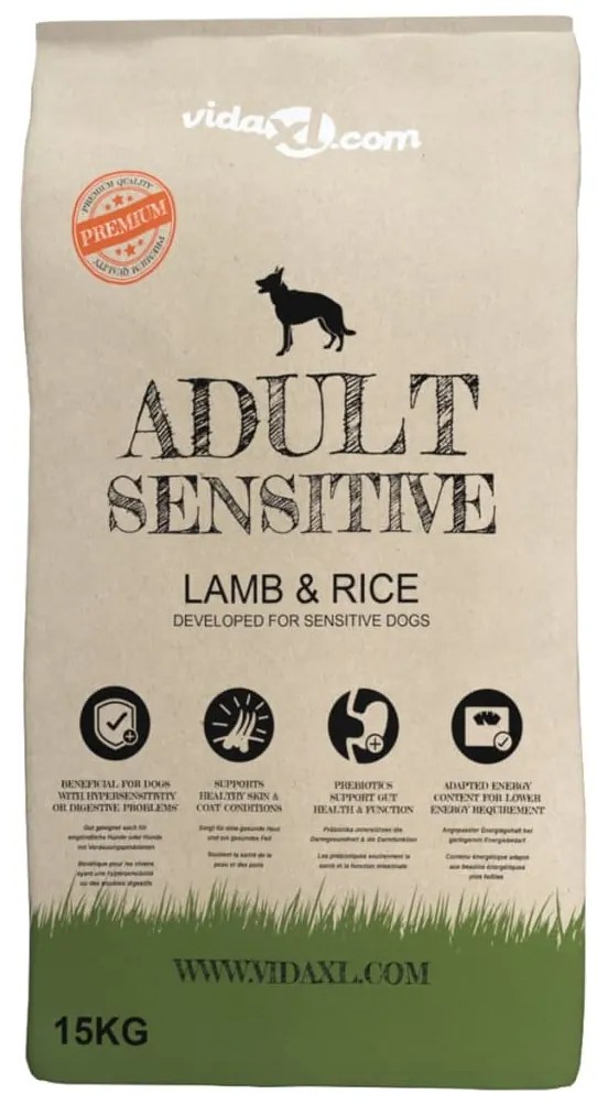 vidaXL Ξηρά Τροφή Σκύλων Premium Adult Sensitive Lamb &amp; Rice 2τεμ 30 κ