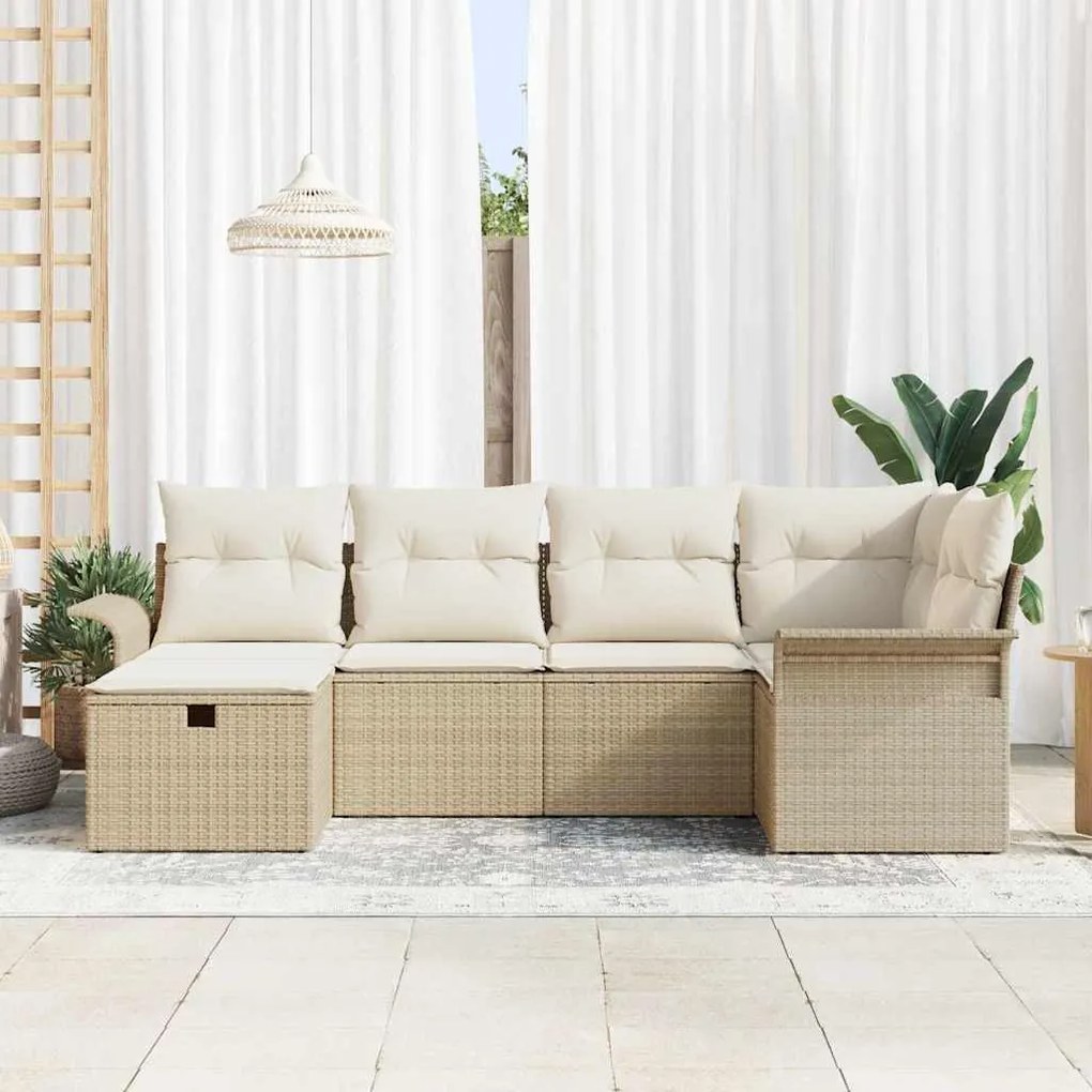 vidaXL Σετ Καναπέ Κήπου 6 pcs μπεζ και κρεμ 242.5 x 132.5 x 85 εκ.