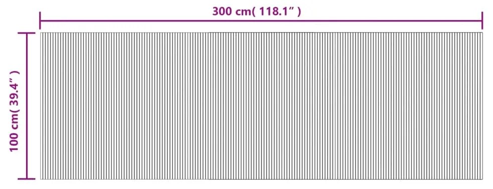 Χαλί Ορθογώνιο Μαύρο 100 x 300 εκ. Μπαμπού - Μαύρο