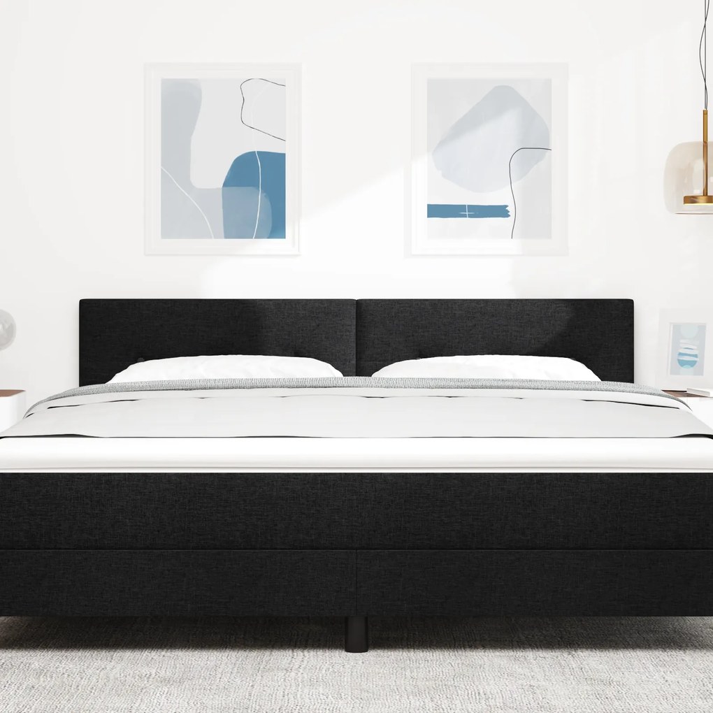 vidaXL LED Κεφαλάρι Με Κουμπιά Τουφαρισμένο Μαύρο 90 εκ Υφασμάτινο