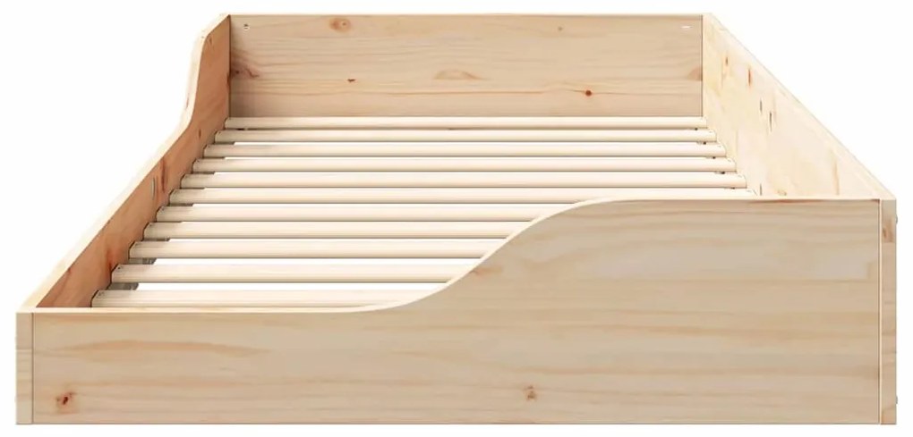 vidaXL Κρεβάτι δαπέδου Καφέ 100 x 200 cm Μασίφ ξύλο πεύκου