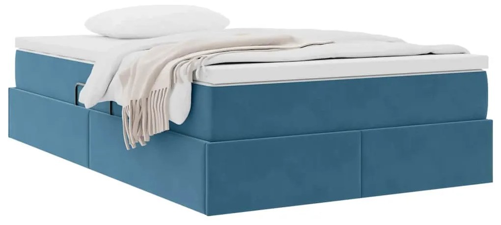 vidaXL Κρεβάτι με αποθηκευτικό χώρο και στρώμα με στρώμα Σκούρο Μπλε