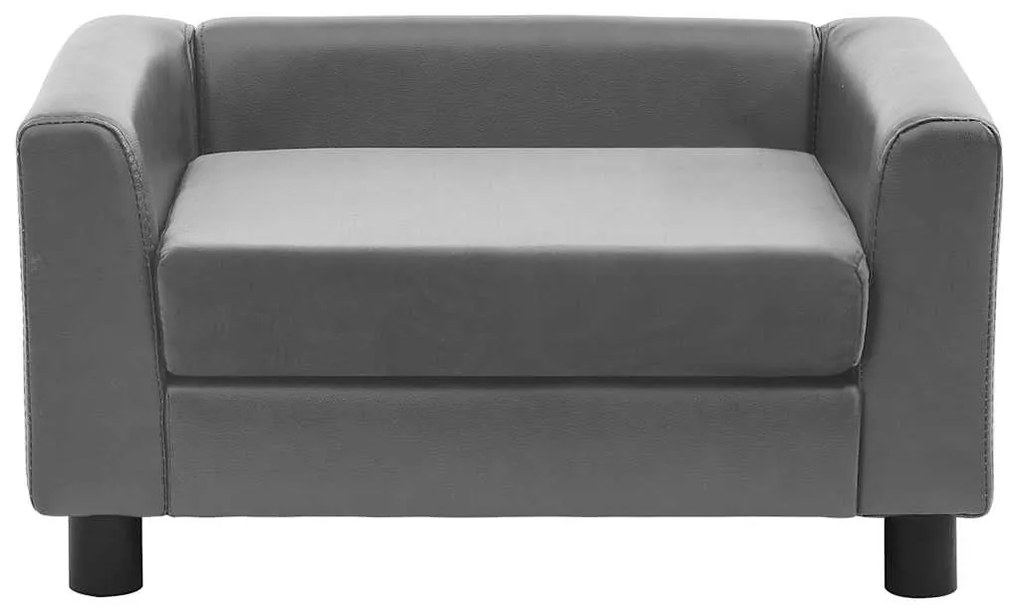 vidaXL Καναπές-Κρεβάτι Σκύλου Γκρι 60x43x30 εκ. Βελουτέ/Συνθετ. Δέρμα
