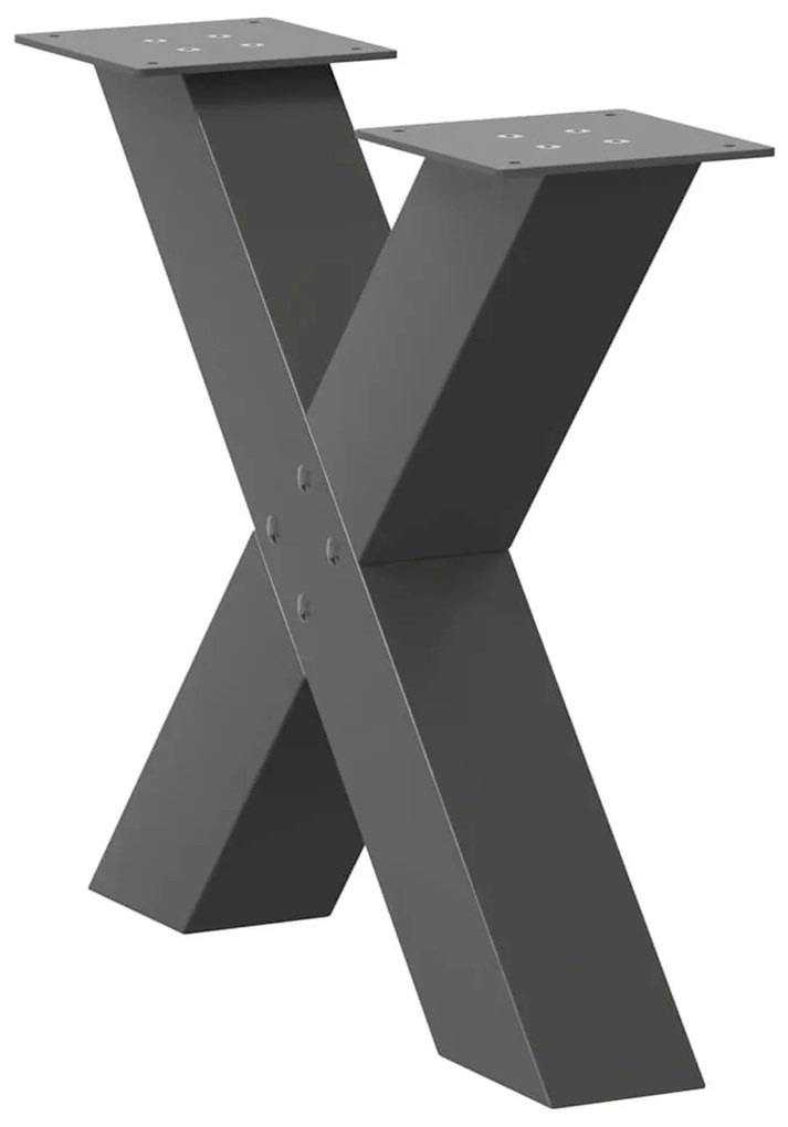 vidaXL Πόδια Τραπεζιού Σαλονιού σε Σχήμα Χ, 2 τεμ. Ανθρακί 50x(42-43) εκ. Ατσάλι