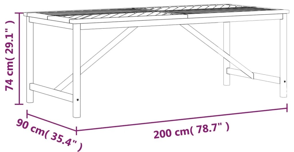 Τραπεζαρία Κήπου 200 x 90 x 74 εκ. από Μασίφ Ξύλο Ακακίας - Καφέ