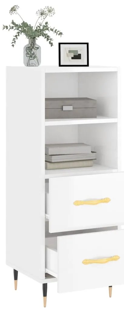 vidaXL Ντουλάπι Γυαλιστερό Λευκό 34,5x34x90 εκ. Επεξεργασμένο Ξύλο