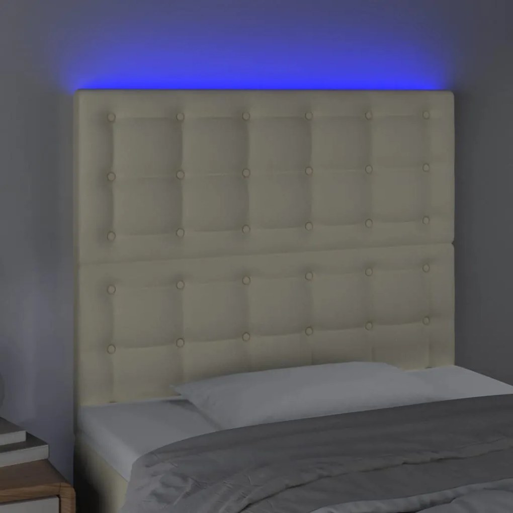 vidaXL Κεφαλάρι Κρεβατιού LED Κρεμ 90x5x118/128 εκ