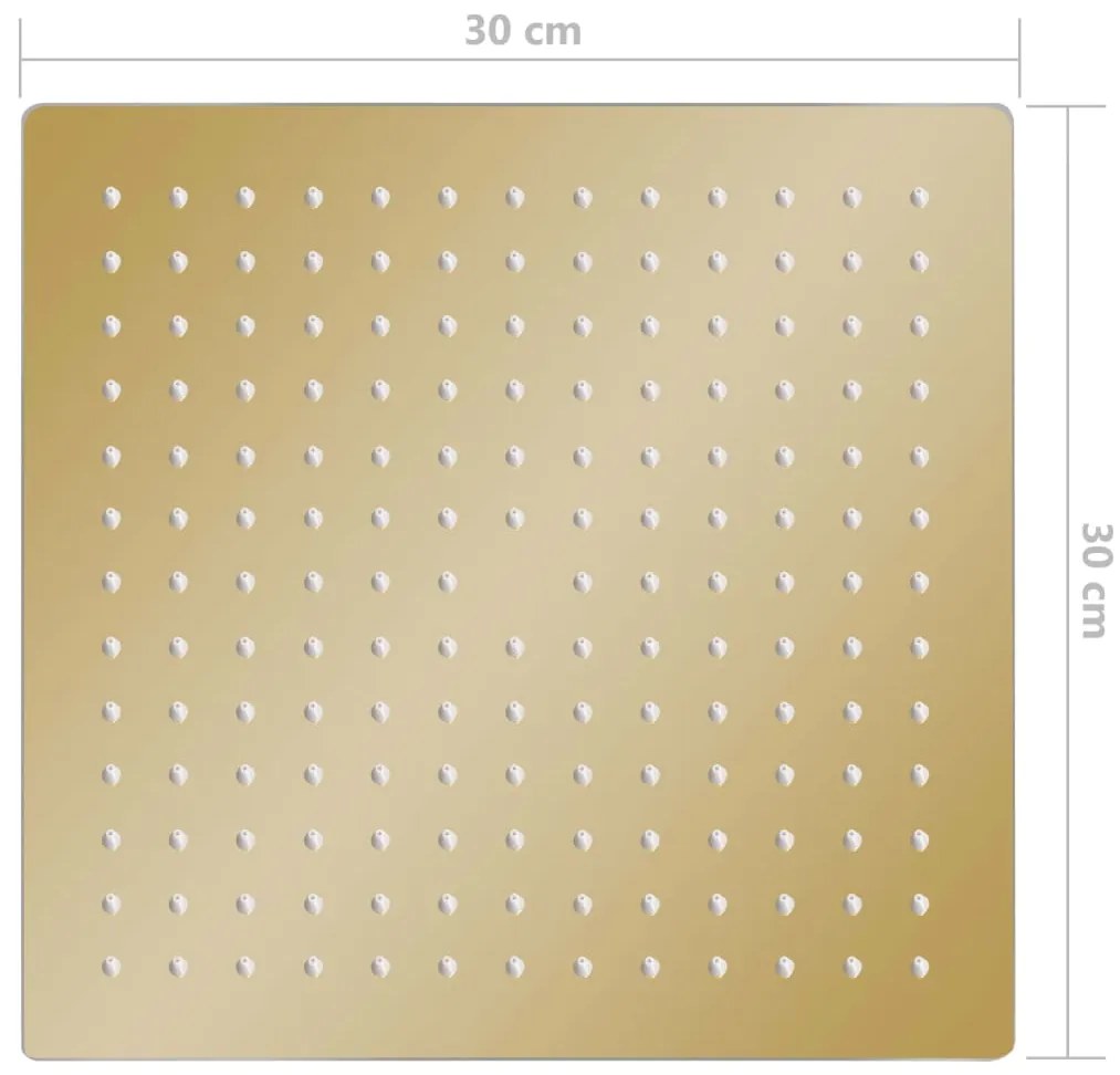 vidaXL Κεφαλή Nτους Βροχή Τετράγωνη Χρυσή 30x30 εκ. Ανοξείδωτο Ατσάλι