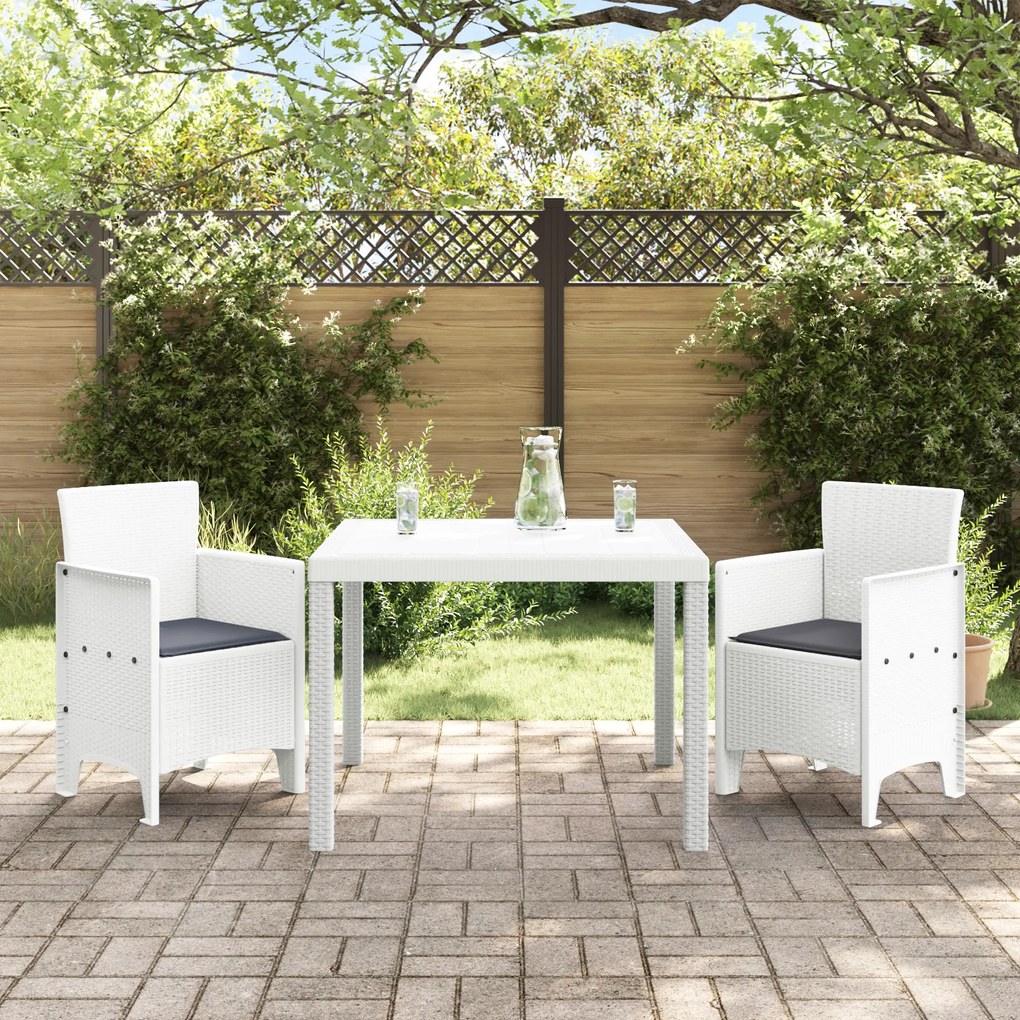 vidaXL Σετ εξωτερικής τραπεζαρίας 3 pcs Λευκό 100 x 100 x 73 εκ