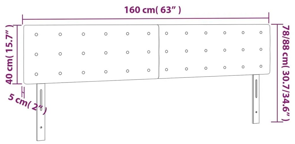 Κεφαλάρι Κρεβατιού LED Καπουτσίνο 160x5x78/88 εκ. Συνθετ. Δέρμα - Καφέ