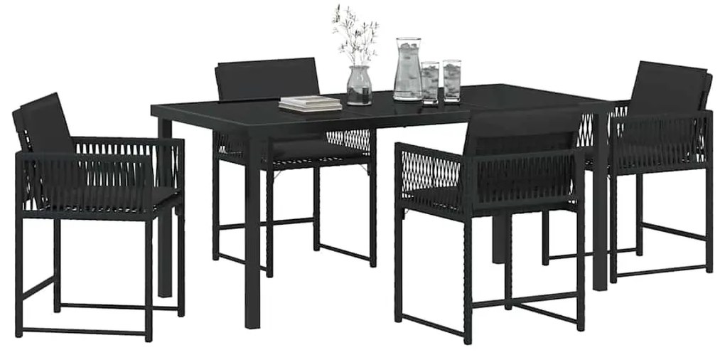 vidaXL Σέτ φαγητού για κήπο 5 pcs Μαύρο συνθετικό ρατάν
