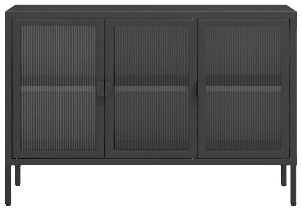 vidaXL Ντουλάπι Μαύρο 105 x 35 x 70 εκ. από Γυαλί και Ατσάλι