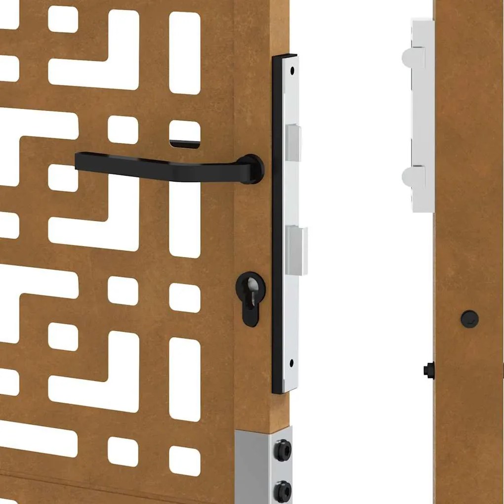 Πύλη κήπου 105x130 cm Σταυρός σχεδιασμού από διαβρωμένο χάλυβα - Καφέ