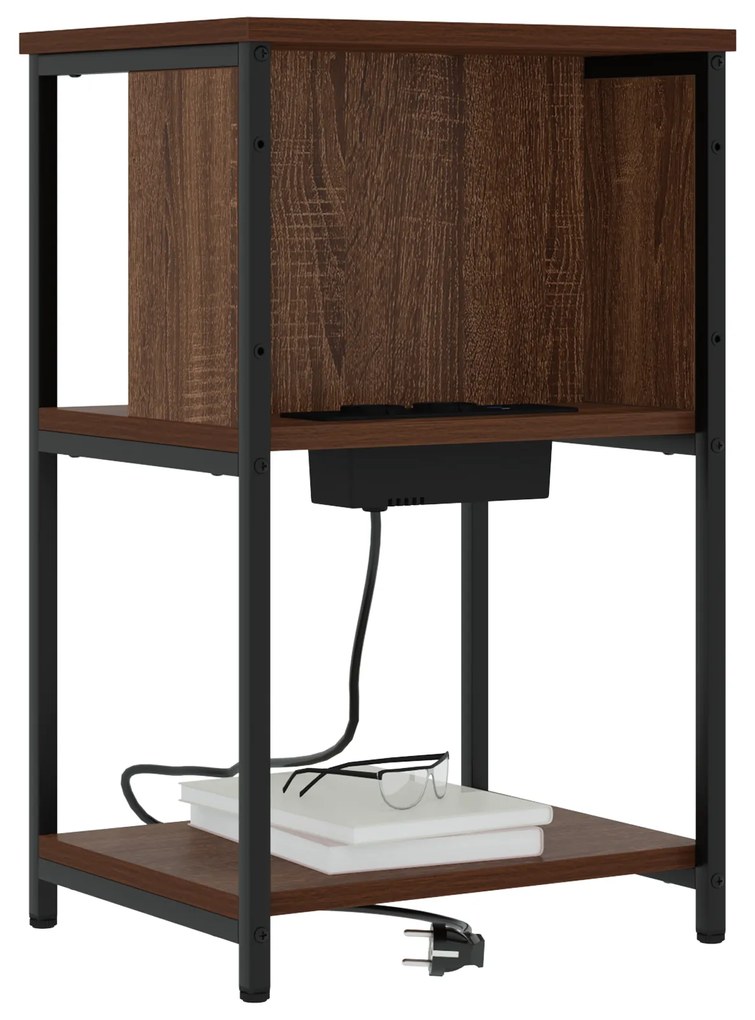 vidaXL Κομοδίνο 2 pcs Καφέ δρυς 38 x 31 x 61 εκ Επεξεργασμένο ξύλο