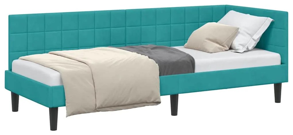 vidaXL Κρεβάτι Γωνίας με κεφαλάρι Τιρκουάζ 80 εκ x 200 εκ Βελούδο