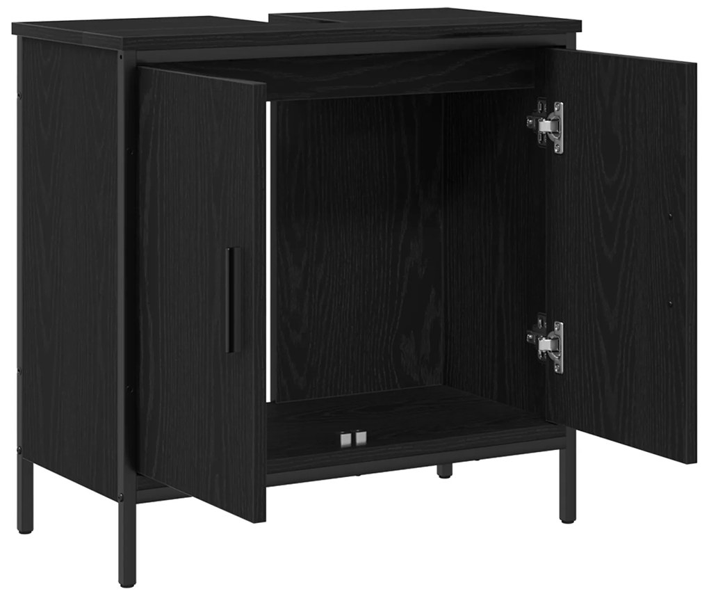 vidaXL Νιπτήρας Μπάνιου Μαύρο Δρυς 60x30x60 εκ Επεξεργασμένου Ξύλου