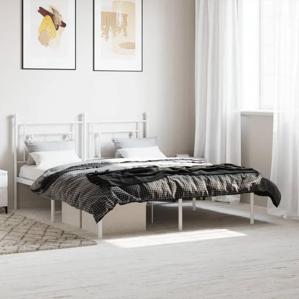 Πλαίσιο Κρεβατιού με Κεφαλάρι Λευκό 160x200 εκ. Μεταλλικό