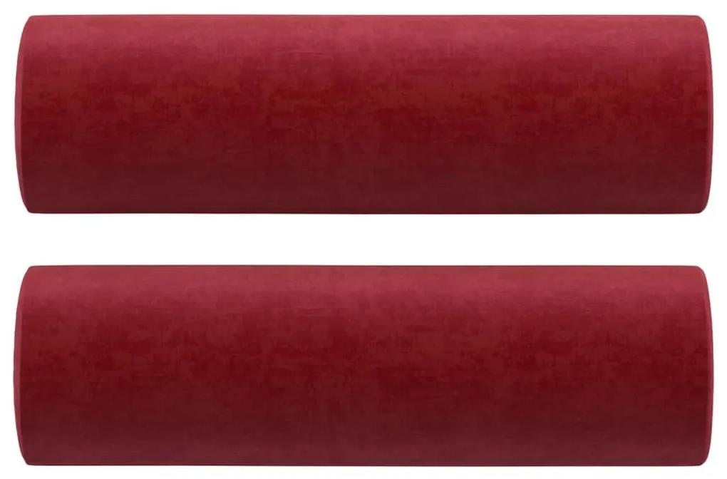 Μαξιλάρια Διακοσμητικά 2 τεμ. Μπορντό Ø15x50 εκ. Βελούδινα - Κόκκινο
