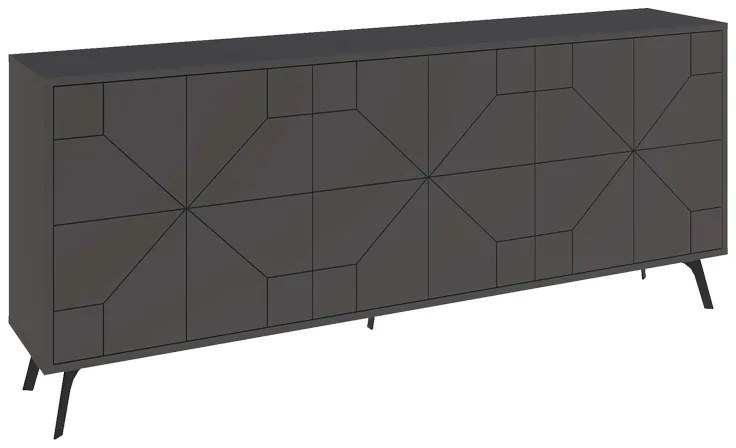 Μπουφές Dune pakoworld σε ανθρακί απόχρωση 181x35x77.4εκ