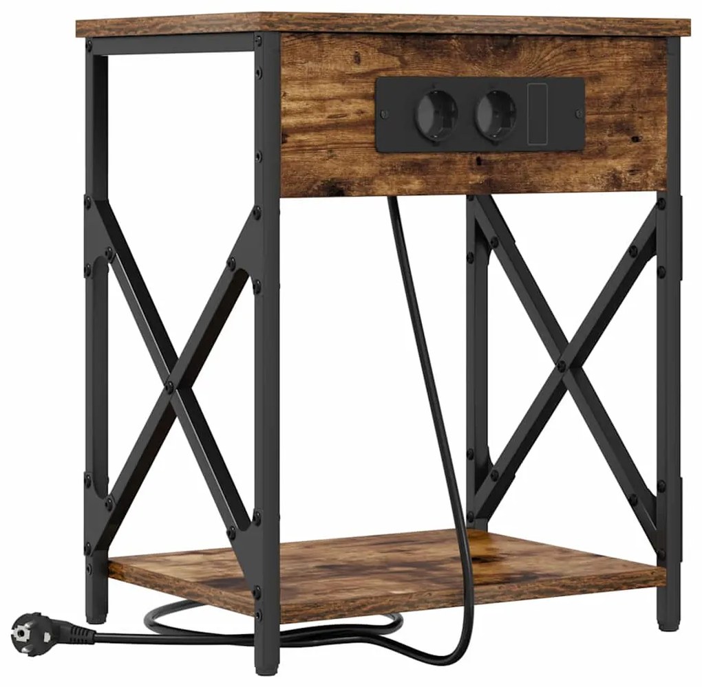 vidaXL Κομοδίνο 2 pcs Καπνιστό Δρύς 41 x 31 x 51 εκ.