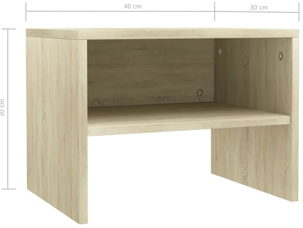 vidaXL Κομοδίνα 2 τεμ. Sonoma Δρυς 40 x 30 x 30 εκ. από Επεξ. Ξύλο