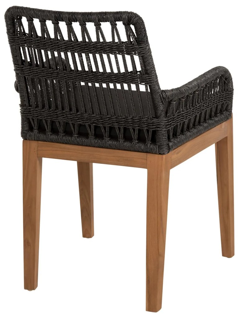 Καρέκλα - Πολυθρόνα STARDOM C9760.02 Μελί Ξύλο Teak με Μαύρο Σχοινί 57x65x83Yεκ. 57x65x83 εκ.