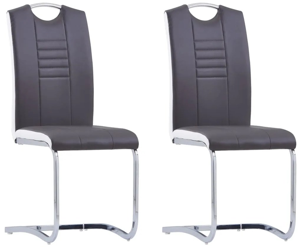 vidaXL Καρέκλες Τραπεζαρίας «Πρόβολος» 2 τεμ. Γκρι από Συνθετικό Δέρμα