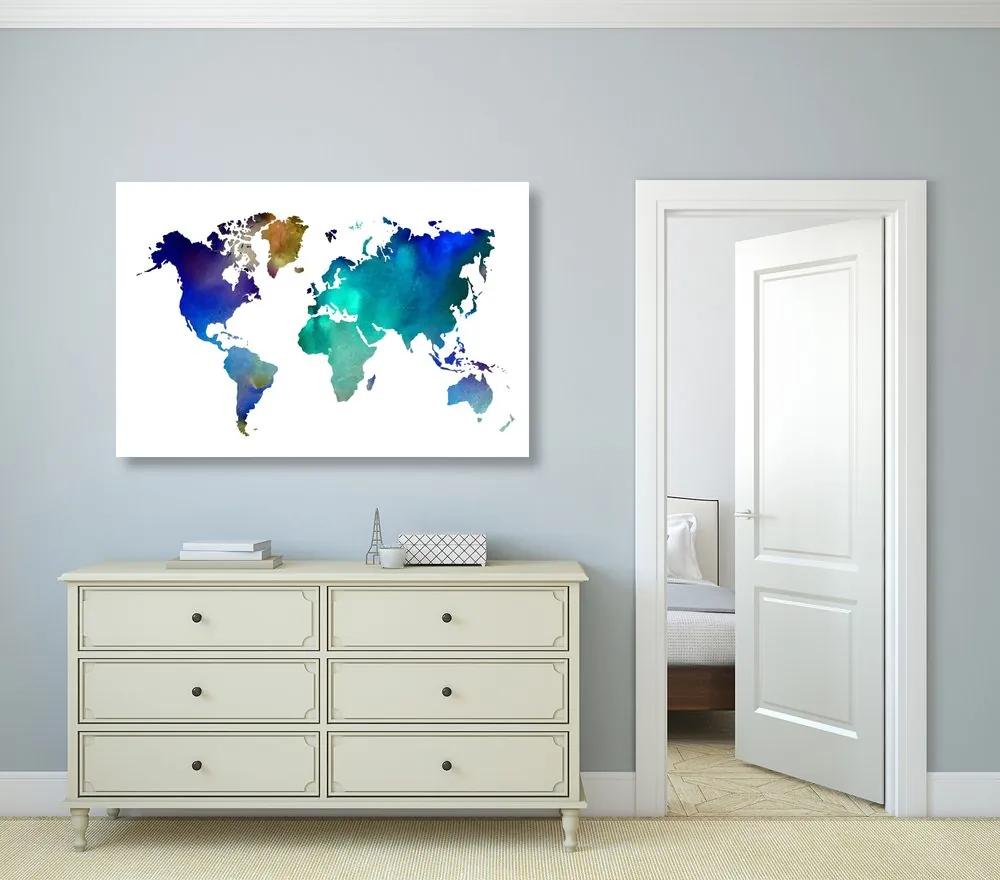 Εικόνα έγχρωμος παγκόσμιος χάρτης σε σχέδιο ακουαρέλας - 120x80