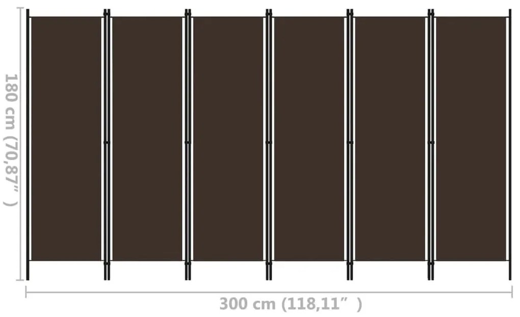 Διαχωριστικό Δωματίου με 6 Πάνελ Καφέ 300 x 180 εκ. - Καφέ