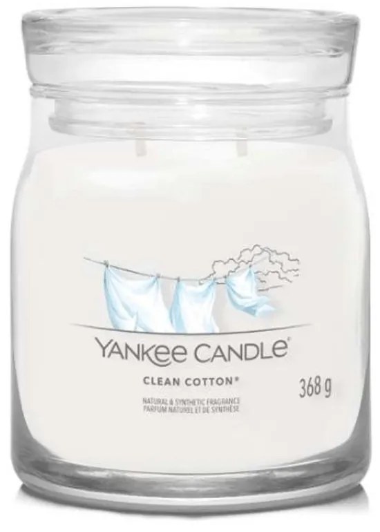 Αρωματικό Κερί Clean Cotton Medium 1630645E 9,3x11,4cm White Yankee Candle Wax,Glass