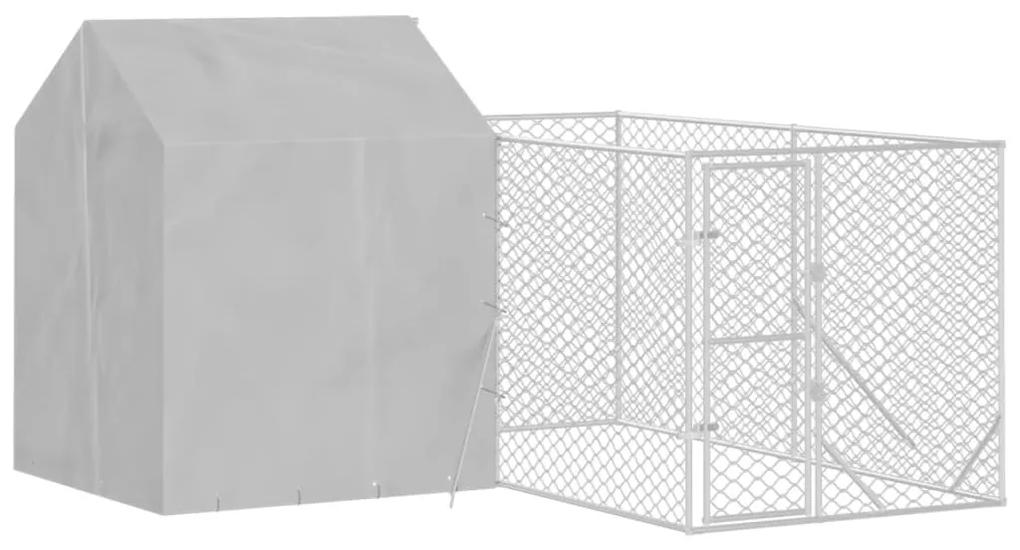 vidaXL Κλουβί Σκύλου Εξ. Χώρου με Οροφή Ασημί 4x4x2,5 μ. Γαλβ. Ατσάλι