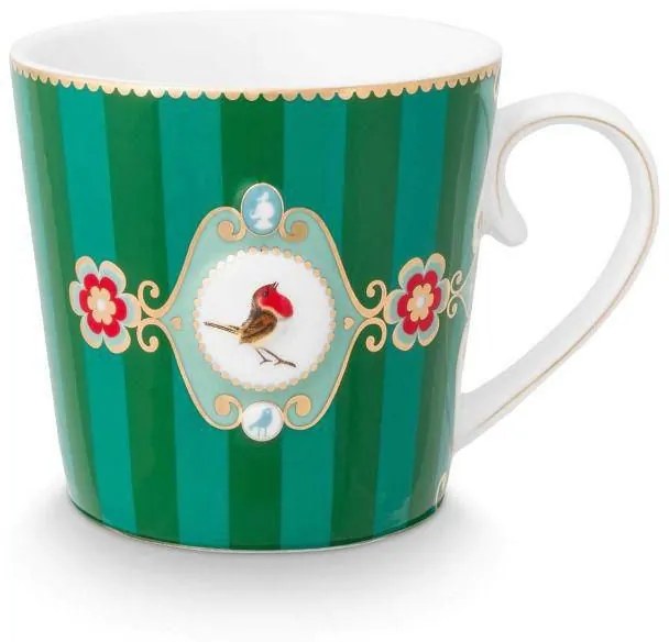 ΜΕΓΑΛΗ ΚΟΥΠΑ 250ml PIP STUDIO - LOVE BIRDS MEDALLION STRIPES EMERALD-GREEN