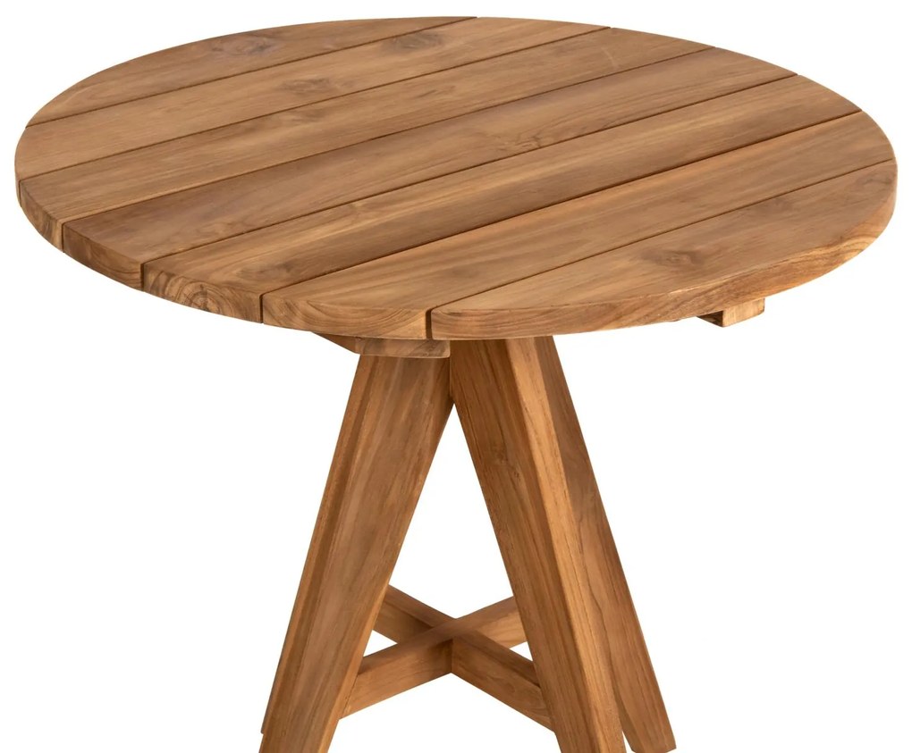 Τραπέζι LEO C9623 Στρόγγυλο απο Μασίφ Ξύλο TEAK Φυσικό Φ80x75Υεκ. 80x80x75 εκ.