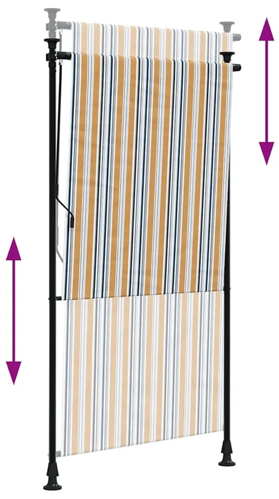 vidaXL Στόρι Ρόλερ Εξ. Χώρου Κίτρινο/Λευκό 120x270 εκ. Ύφασμα/Ατσάλι