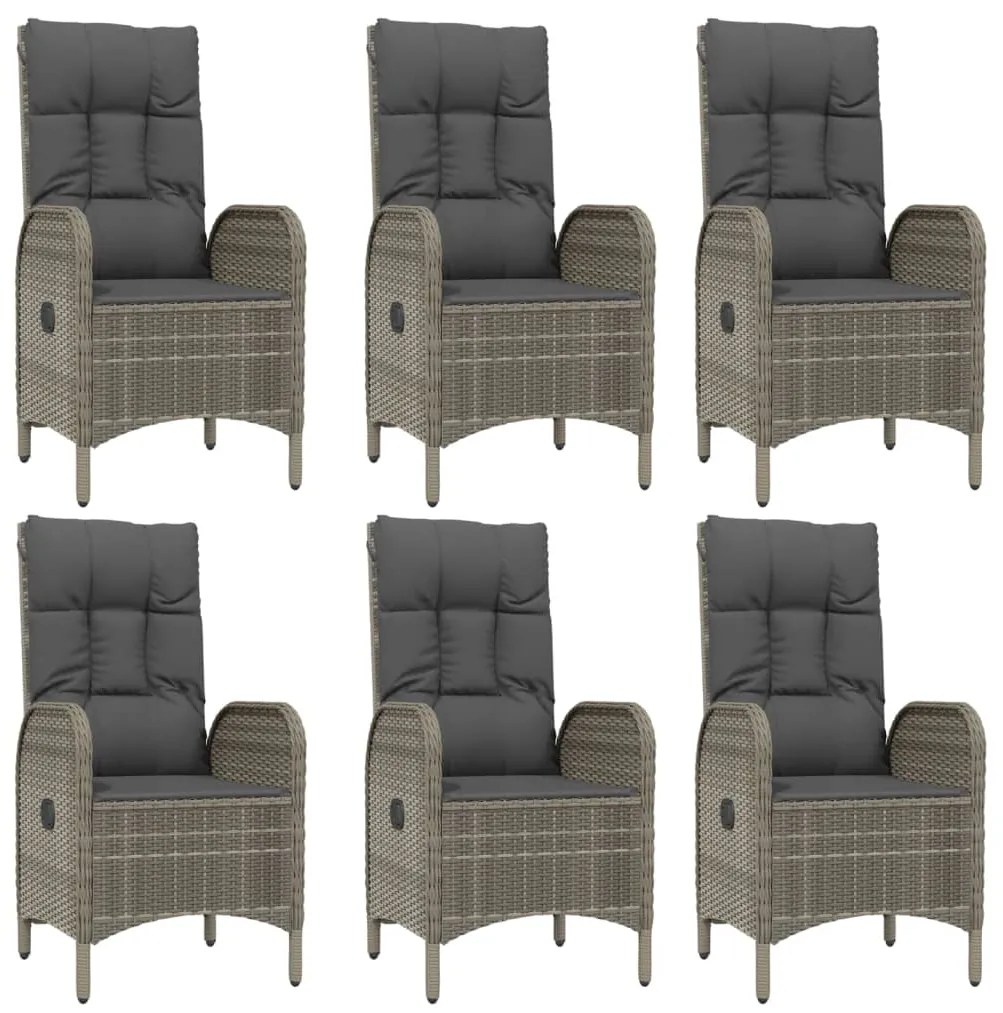 vidaXL Σετ Τραπεζαρίας Κήπου 7 τεμ Μαύρο&amp;Γκρι Συνθ. Ρατάν με Μαξιλάρια