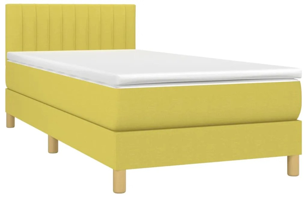 Κρεβάτι Boxspring με Στρώμα Πράσινο 100 x 200 εκ. Υφασμάτινο - Πράσινο