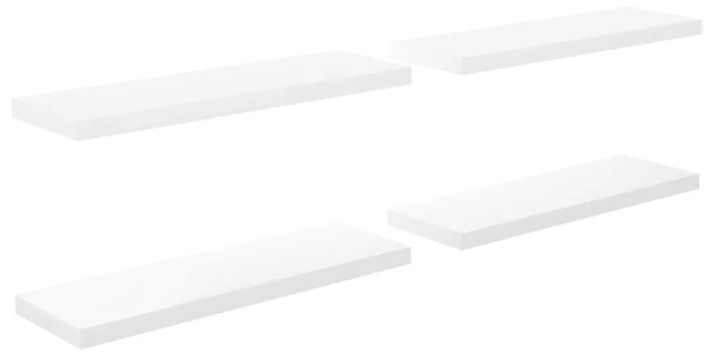 Ράφια Τοίχου Γυαλιστερά Άσπρα 4 Τεμάχια 80x23,5x3,8 εκ. MDF - Λευκό