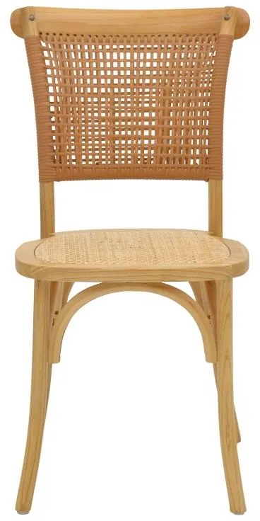 Καρέκλα Karley φυσικό ξύλο οξιάς-έδρα φυσικό rattan 48x52x89εκ 48x52x89 εκ.