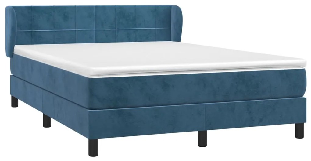 vidaXL Κρεβάτι Boxspring με Στρώμα Σκούρο Μπλε 140x200 εκ. Βελούδινο