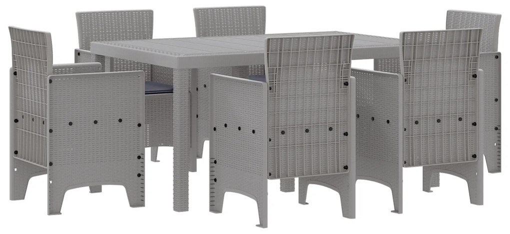 vidaXL Σετ Τραπεζαρίας Κήπου 7 pcs Ανοιχτό γκρι Πολυπροπυλενίου ρατάν