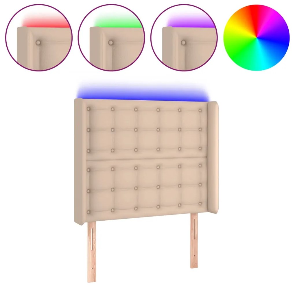 vidaXL Κεφαλάρι Κρεβατιού LED Καπουτσίνο 83x16x118/128 εκ