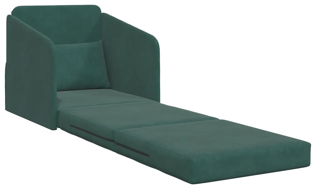 vidaXL Κρεβάτι Δαπέδου 2 σε 1 Σκούρο Πράσινο 65x80x83 εκ Βελούδο